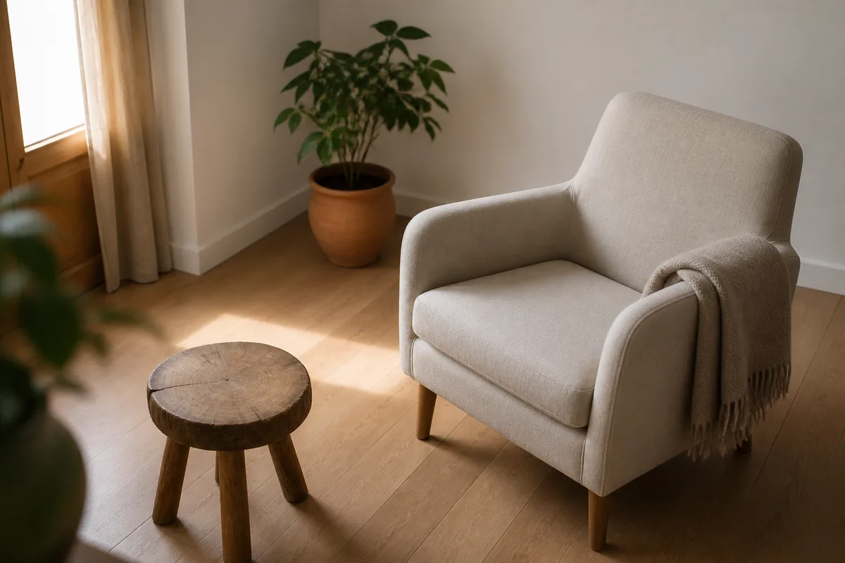 Fauteuil de consultation clair dans un cabinet lumineux
